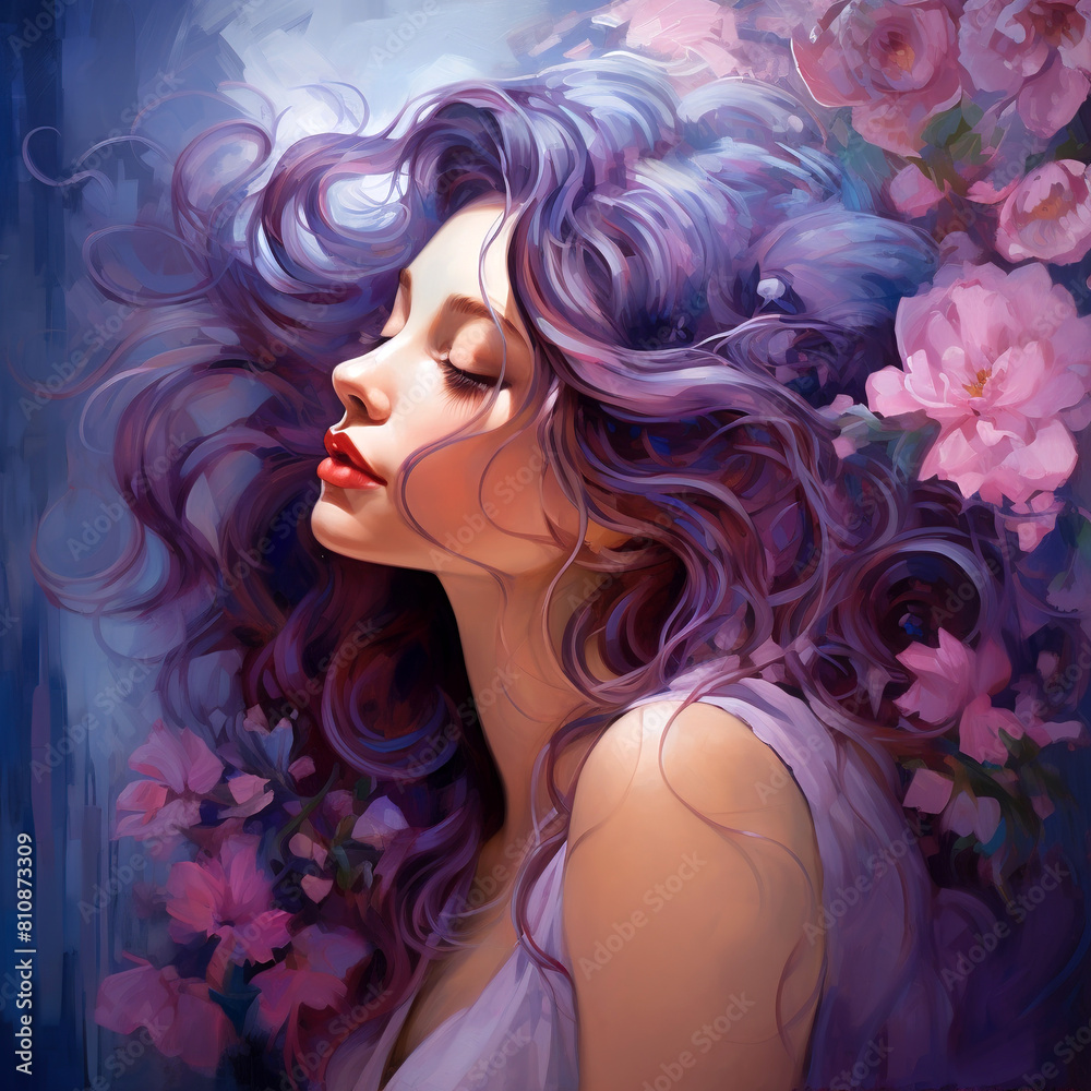 portrait of a woman with flowers portrait of a woman with flowers