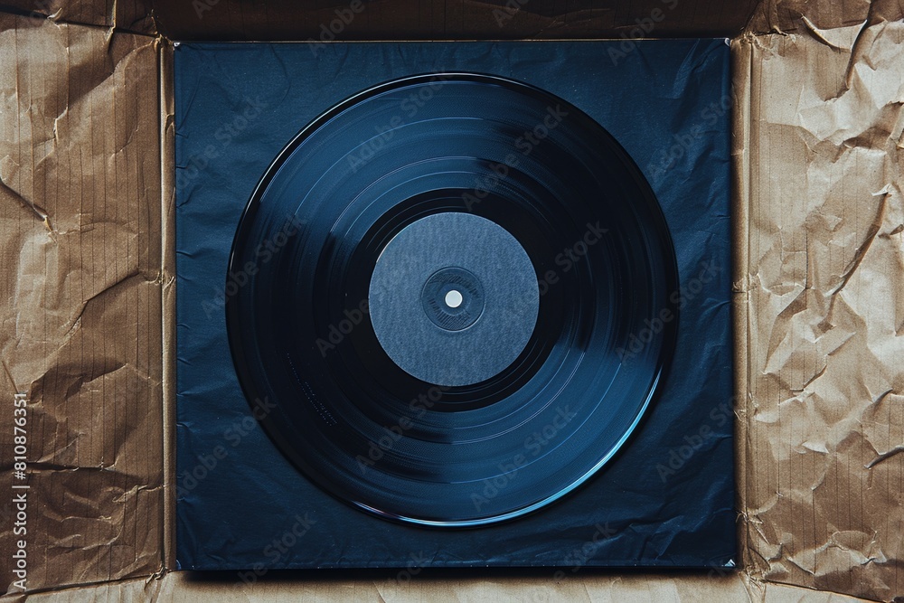 Obraz premium A record is sitting in a cardboard box