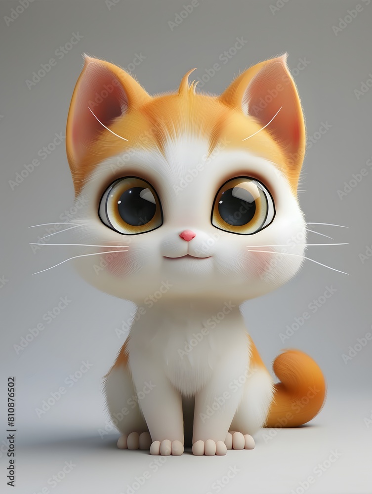 The kitten is sitting with its body facing forward and its head slightly tilted, which adds to its innocent and curious expression. The kitten is sitting with its body facing forward and its head slightly tilted, which adds to its innocent and curious expression.