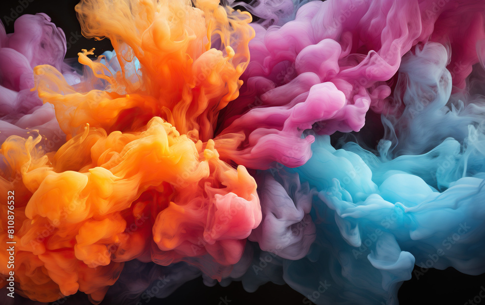 explosion of colorful smoke against a deep color background. vivid cloud. Vibrant color