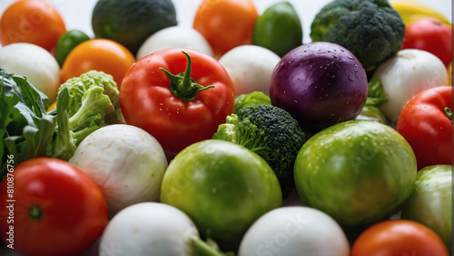 Crisp Vegetable Array  Fresh Vegetables Arranged on White Background