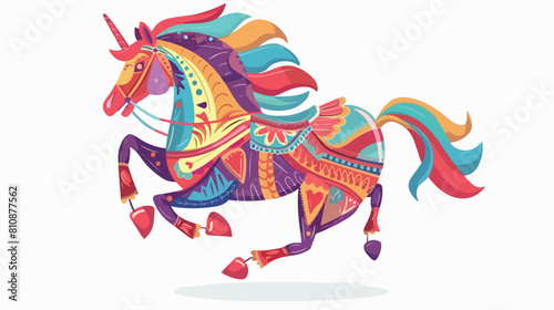 Cute circus horse decorated with feather