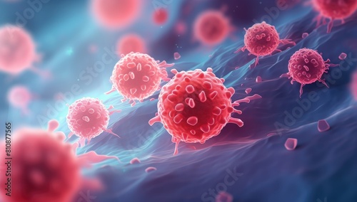 Cellular Aggression: Cancerous Invasion Targets and Attacks a Defenseless Cell photo