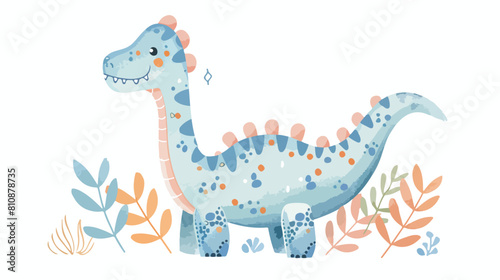Cute hand drawn dinosaur baby toy vector flat illustration