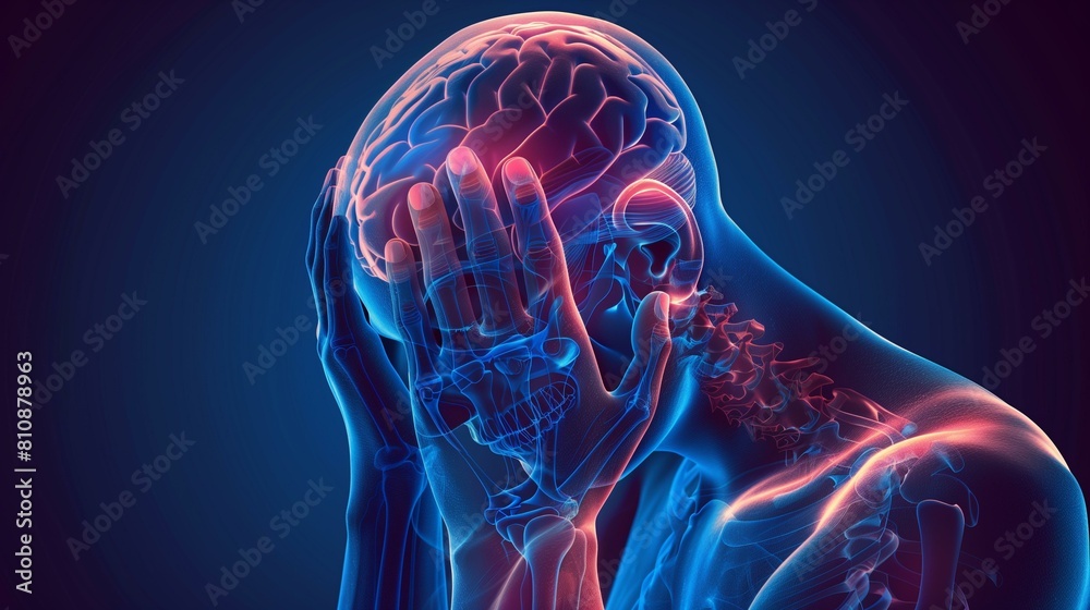 Human head pain migraine headache concept Human head pain migraine headache concept