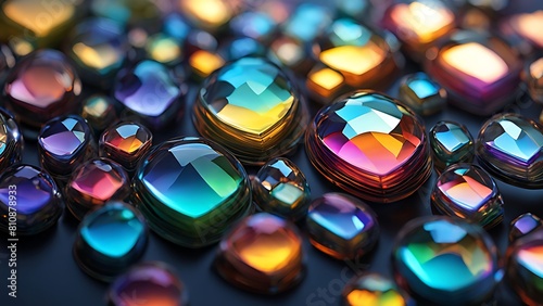 Abstract background made of colorful gemstones. Vibrant glass, bokeh effect