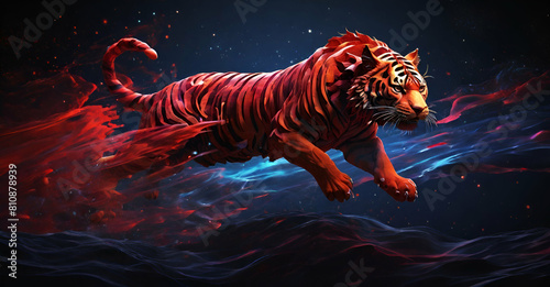tiger in the night concept
