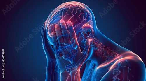 Human head pain migraine headache concept