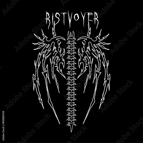 winged spine gothic illustration