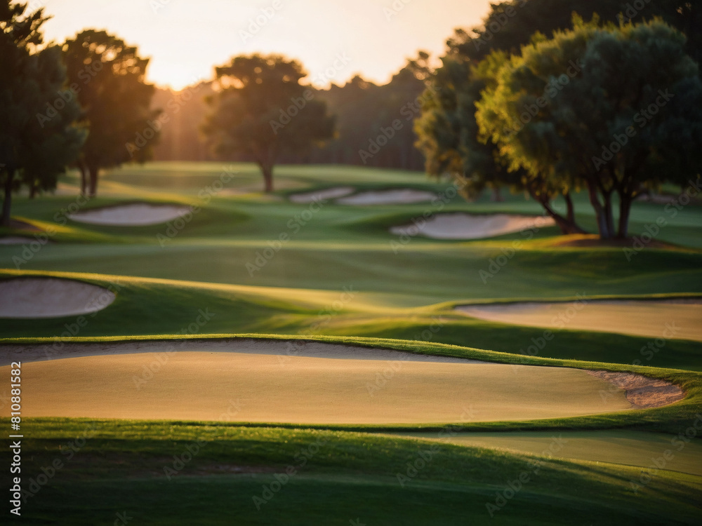 Dawn of the Fairway, Captivating Golf Course Views at Sunrise or Sunset Dawn of the Fairway, Captivating Golf Course Views at Sunrise or Sunset
