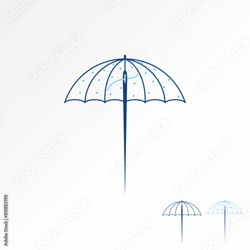 Logo design graphic creative concept premium vector stock unique abstract rain umbrella and sewing needle thread. Related weather convection industry