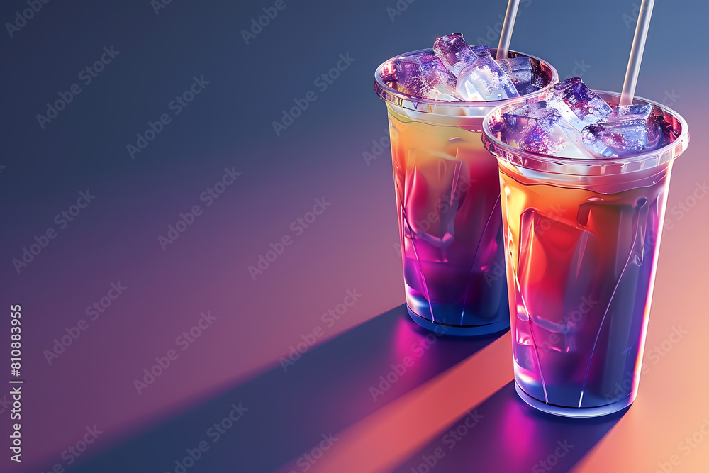 Party glass of cocktail or cold drink in hypnotic neon light colorful Party glass of cocktail or cold drink in hypnotic neon light colorful