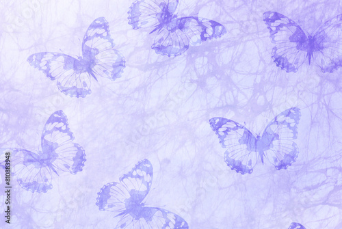 Blue watercolor with butterfly motif. Spring background.