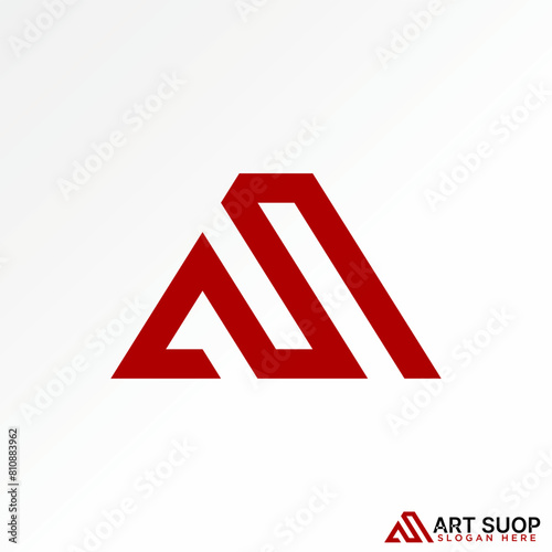 Logo design graphic concept creative vector premium stock abstract letter initial AS serif font triangle line connect Related to monogram beauty brand