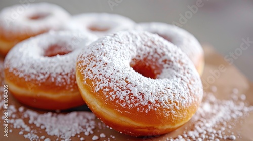 Powdered sugar dusted donuts