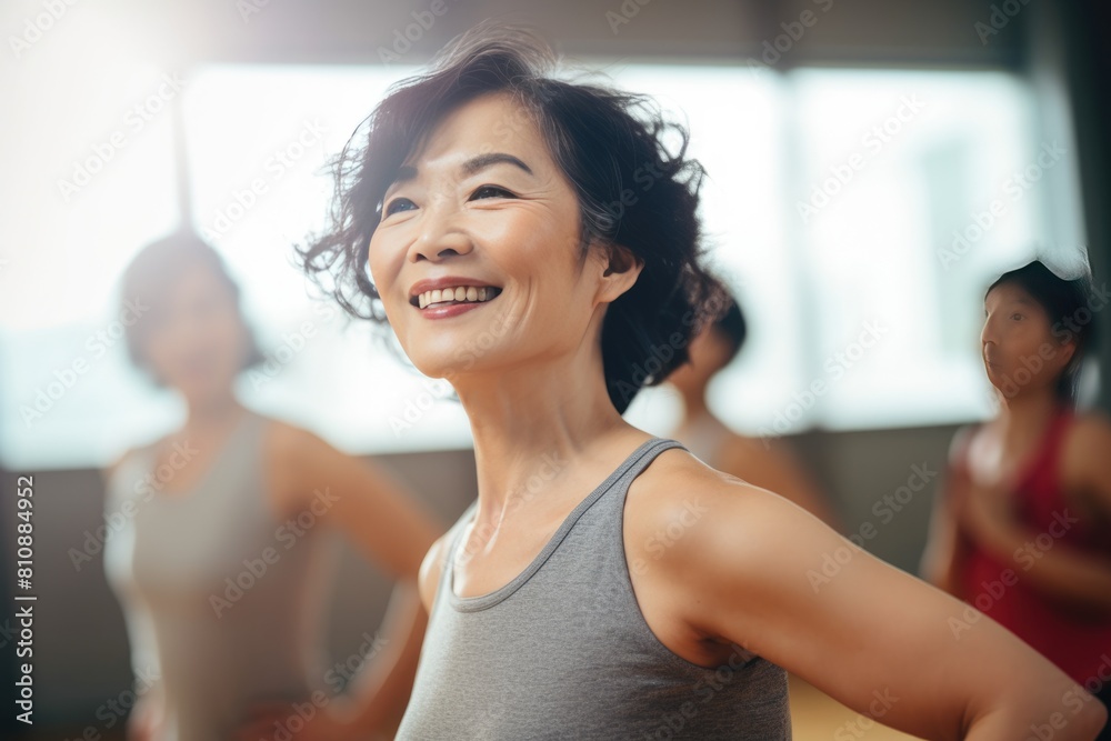 Exercise and Fitness - Happy woman working out in a gym Fictional Character Created By Generative AI. Exercise and Fitness - Happy woman working out in a gym Fictional Character Created By Generative AI.