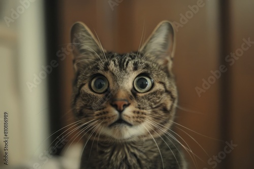 Surprised cat with big eyes