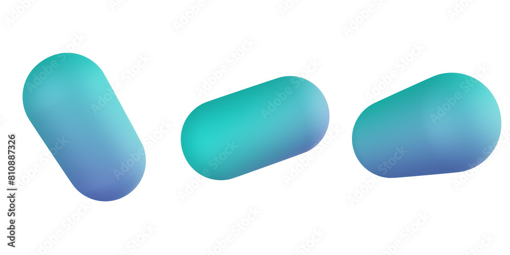 3d capsule, geometric shapes 3d set, transparent background 3d capsule, geometric shapes 3d set, transparent background