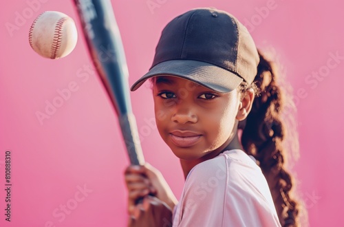 Young girl playing baseball