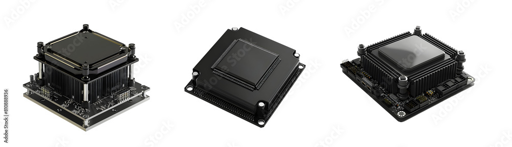 three CPU parts Isolated on transparent background, png three CPU parts Isolated on transparent background, png