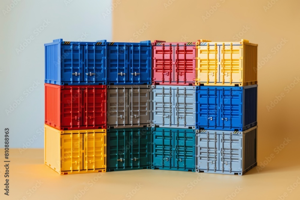 Fototapeta premium multicolored toy cargo containers