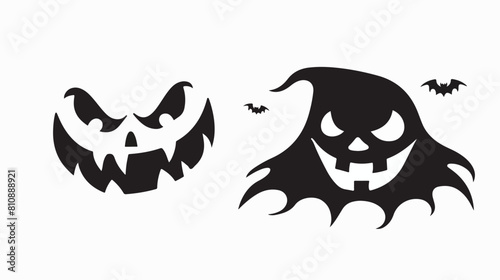 Evil Halloween face stencil. Creepy spooky ghost mons photo