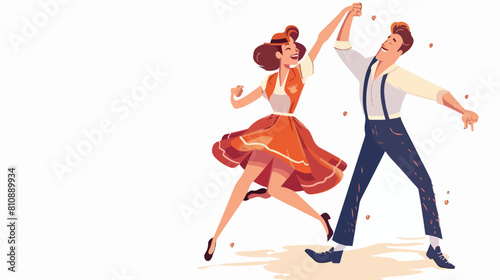 Faceless pair holding hands and dancing lindy hop photo