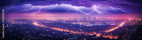 Electrifying Night View of Cityscape Under Thunderstorm © Paul Peery
