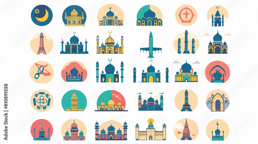 Icon set of world religious world symbols design Reli