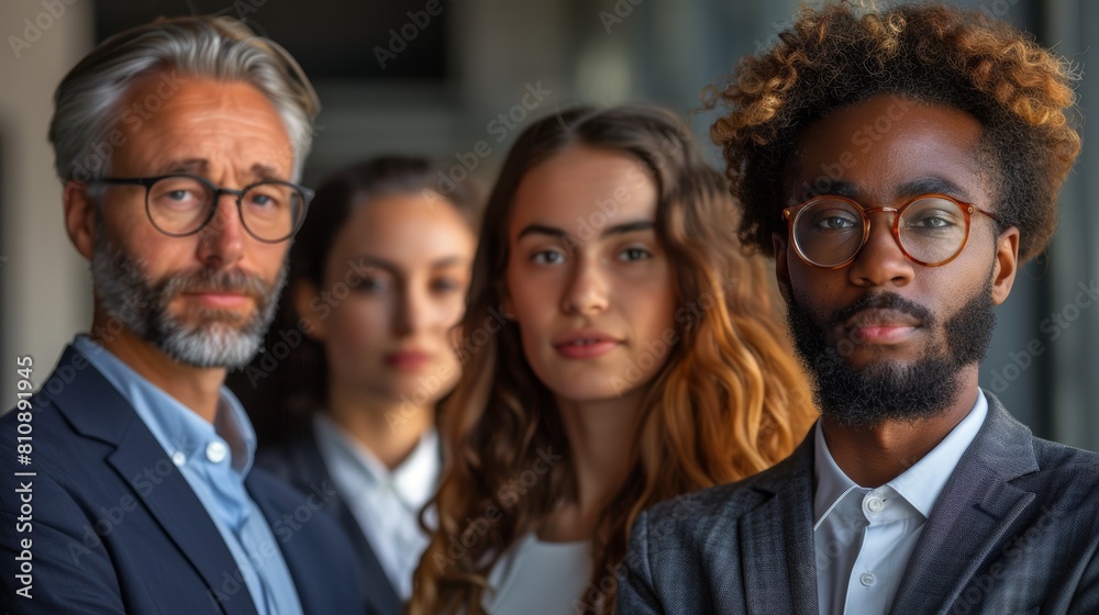 Diverse Group of Professionals Posing Confidently in Office Environment Diverse Group of Professionals Posing Confidently in Office Environment