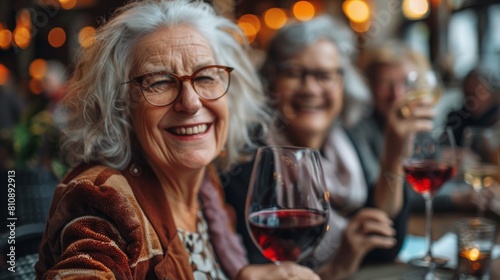 Joyful Senior Women Enjoying Red Wine Together at a Cozy Bar