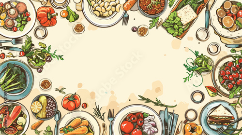 Festive vegetarian tableful laid table holidays hand