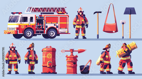 Firefighters or firemen wearing protective clothes or photo