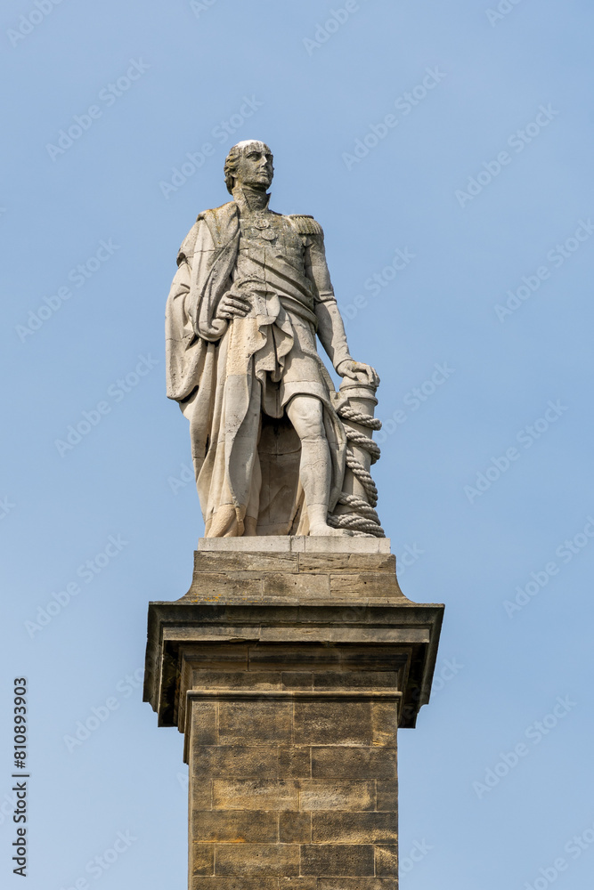 Collingwood Monument in Tynemouth, North Tyneside, UK, completed in 1845, a monument to Admiral Lord Collingwood, known for fighting at  the Battle of Trafalgar