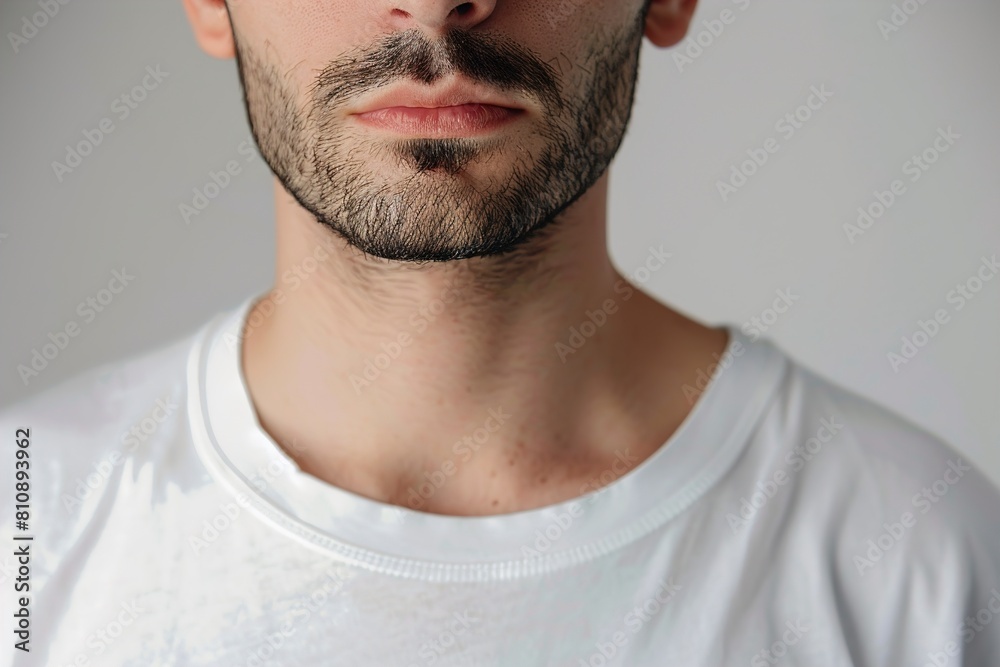 Obraz premium Young man on white background closeup