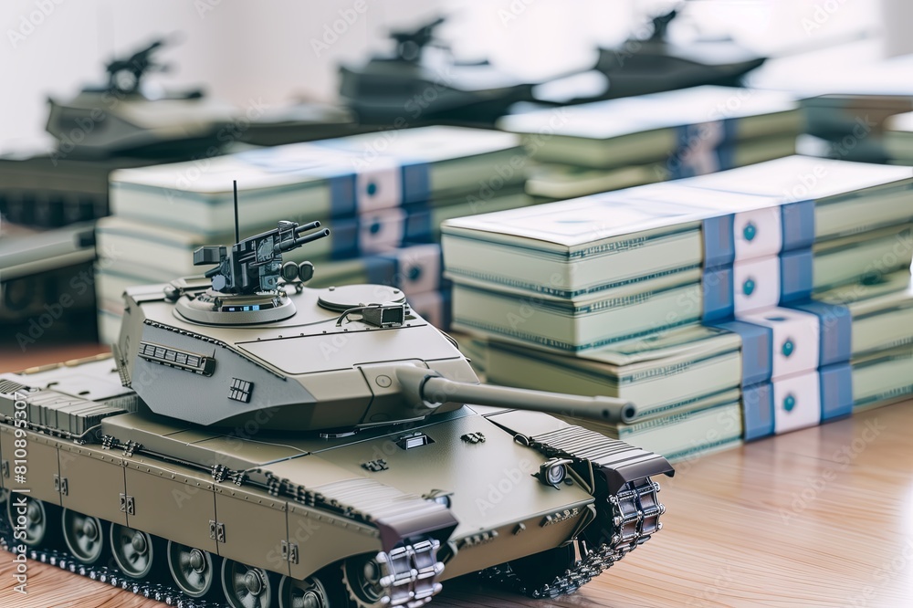 tank and money against a military background tank and money against a military background