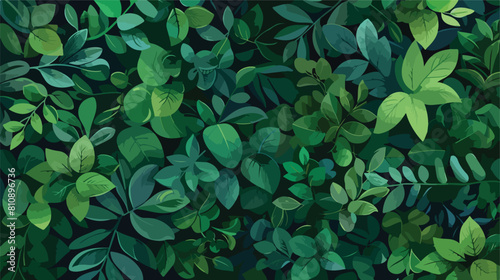 Floral green background. Leaves of different shapes l