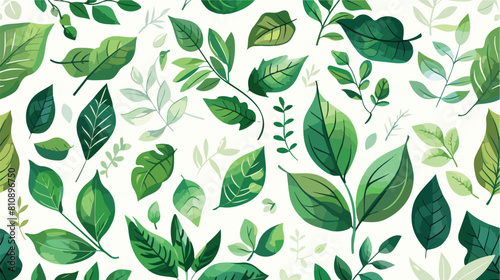 Floral green leaves fresh seamless pattern with leave #810896750