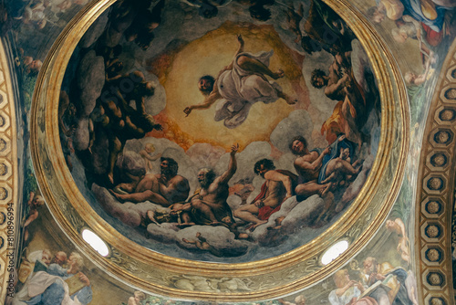 Interior frescoes of the Cathedral of Parma. Parma Cathedral.