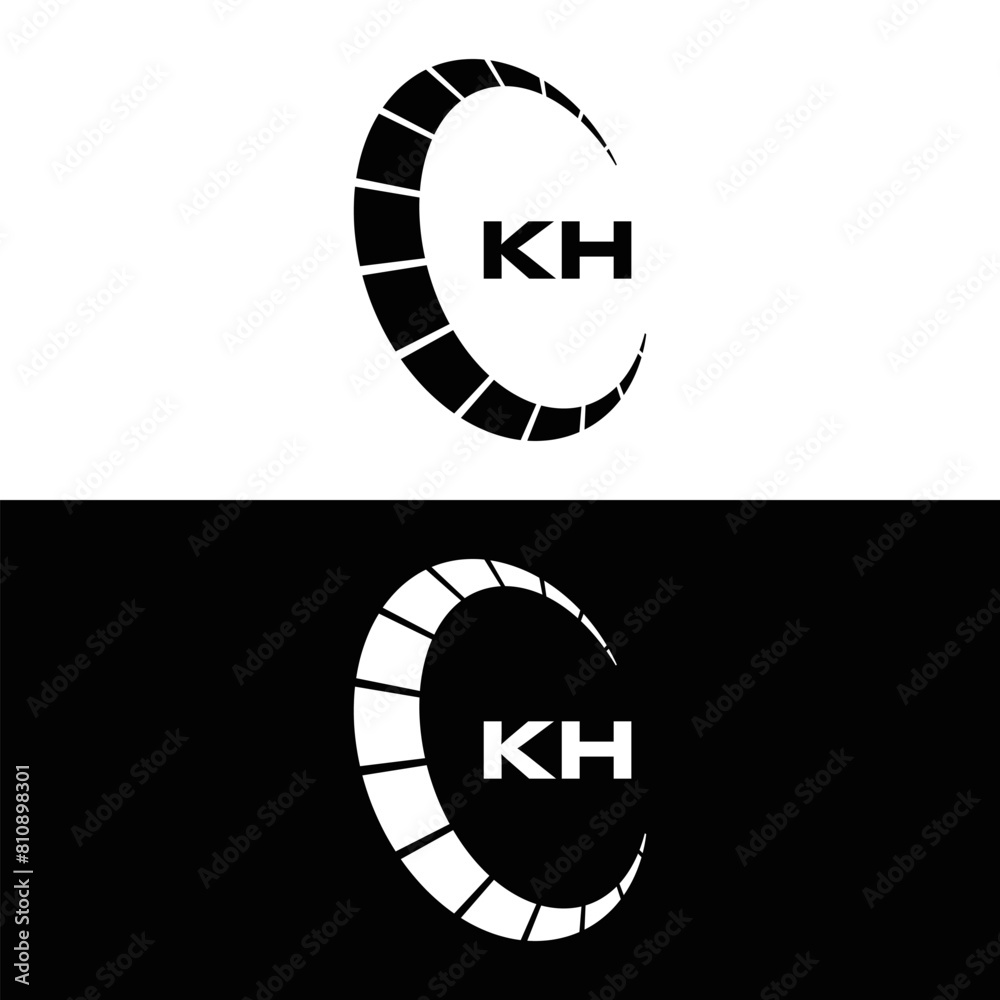 KH logo. K H design. White KH letter. KH, K H letter logo design. Initial letter KH linked circle uppercase monogram logo.
