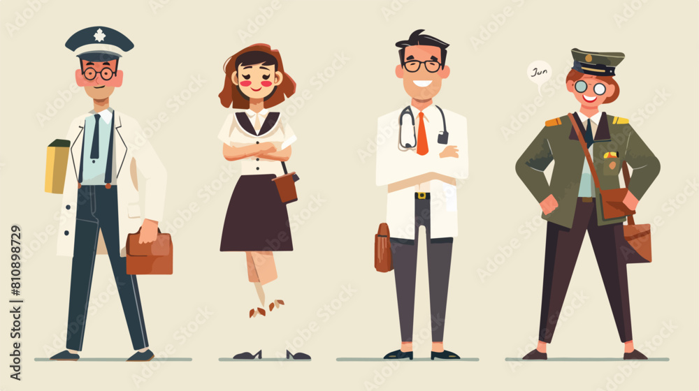 Four of different people profession. flat illustration