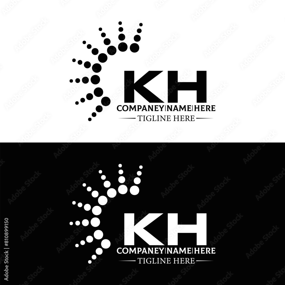 KH logo. K H design. White KH letter. KH, K H letter logo design. Initial letter KH linked circle uppercase monogram logo.