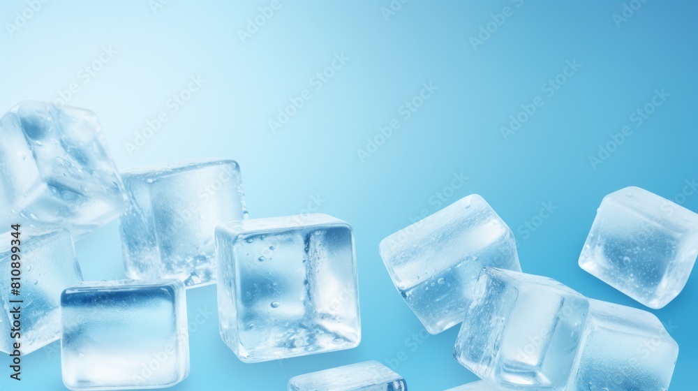 realistic composition of ice cubes with empty space 