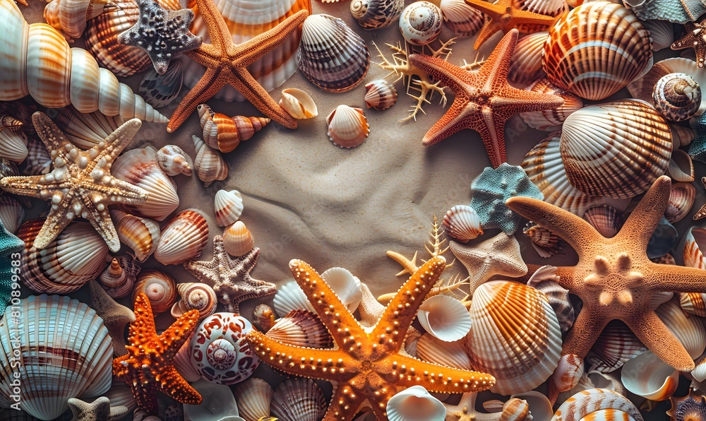 Seashells background texture close up, Generative AI Seashells background texture close up, Generative AI