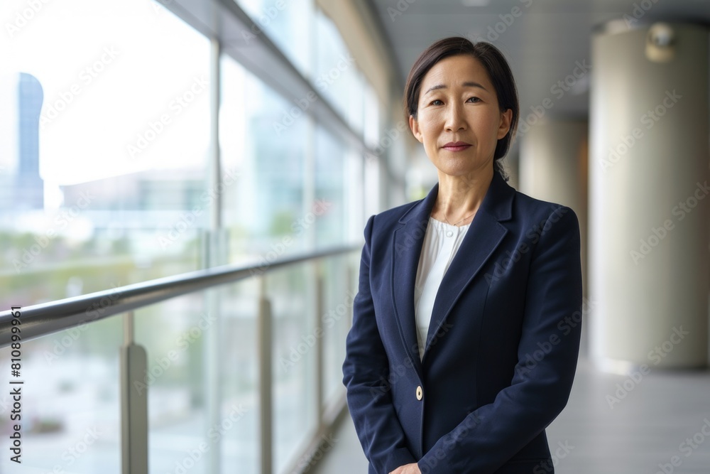 Professional Asian woman in business attire looks ahead Fictional Character Created By Generative AI. Professional Asian woman in business attire looks ahead Fictional Character Created By Generative AI.