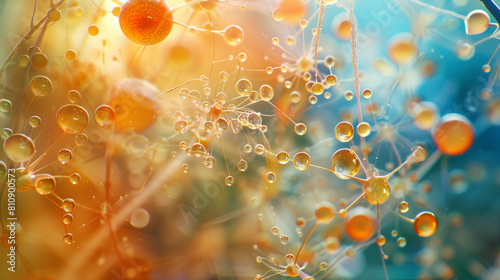 Microphotography 3d rendering of virus cells or germs microorganism cells, realistic super macro photo concept art, abstract background.