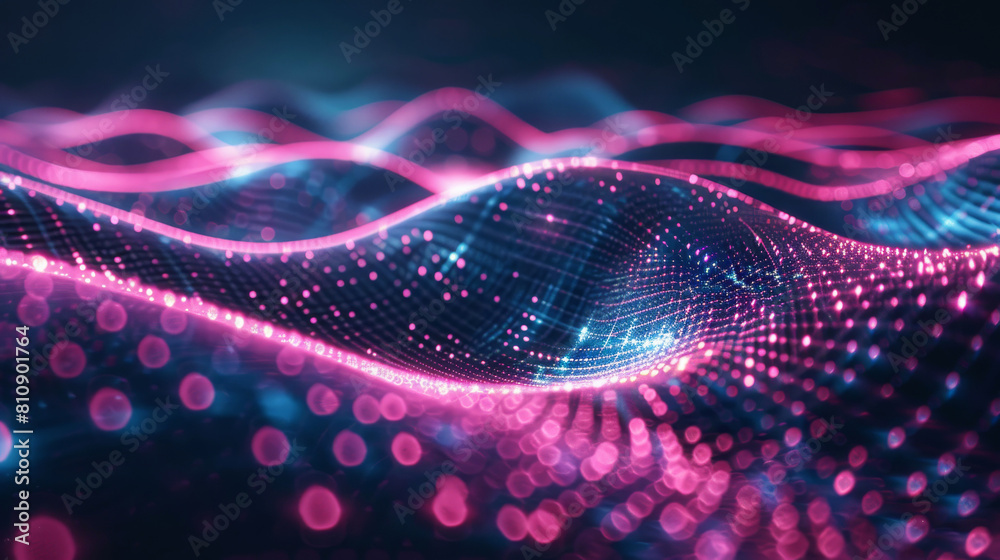 Vibrant digital waves in pink and blue hues illustrating modern ...