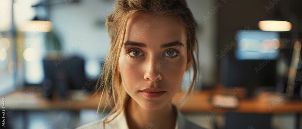 An attractive empowering Caucasian woman stares at the camera and is charmingly smiling. Information Technology Manager, Robotics Engineer, Businesswoman. An attractive empowering Caucasian woman stares at the camera and is charmingly smiling. Information Technology Manager, Robotics Engineer, Businesswoman.