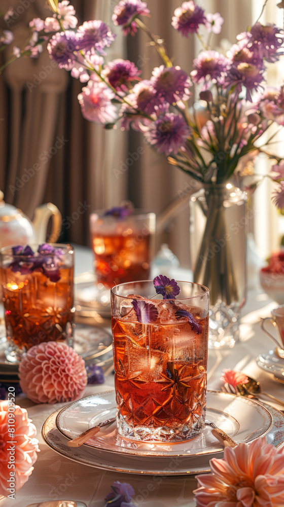 Iced tea in elegant setting, suitable for high tea or fine dining promotions. Iced tea in elegant setting, suitable for high tea or fine dining promotions.