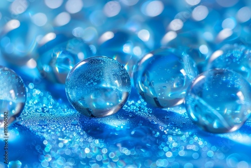 blue glass ball spheres abstract background. water and hydration concept. Round and circle.